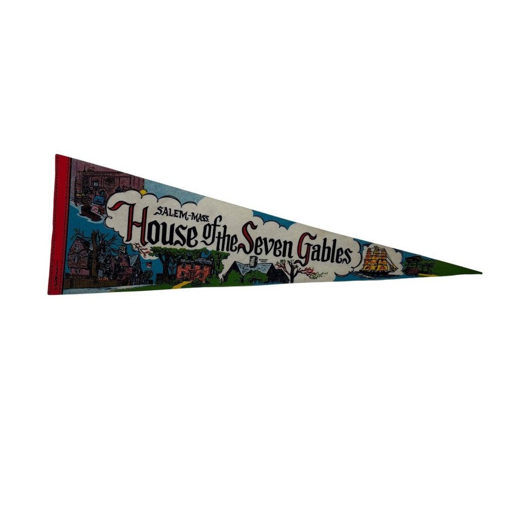 Vintage 70s Salem Mass Pennant House Of The Seven Gables Massachusetts